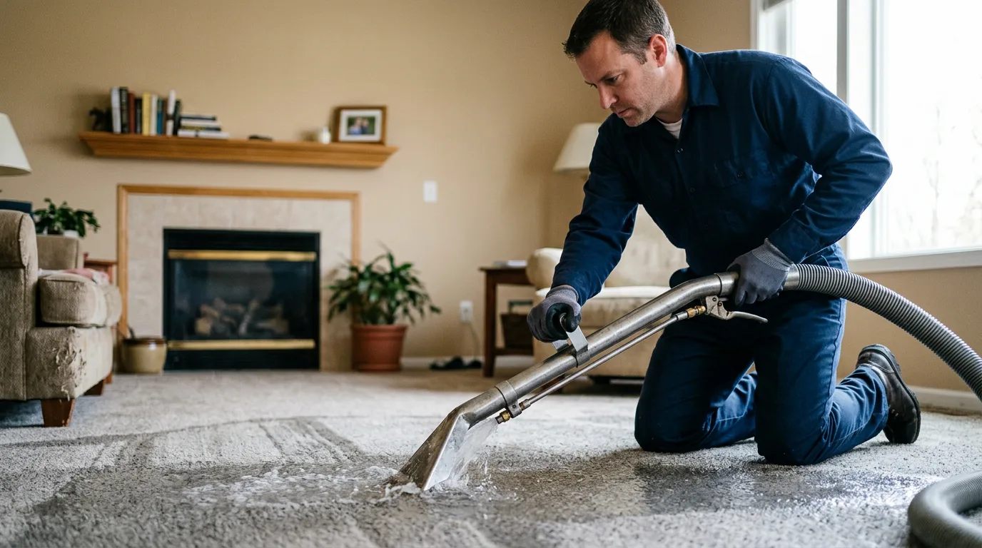 Water damage restoration technician working near Wilberforce, OH